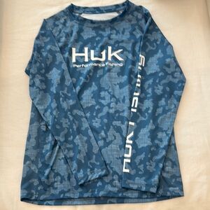 Huk Kids Blue Camo Performance Fishing Shirt